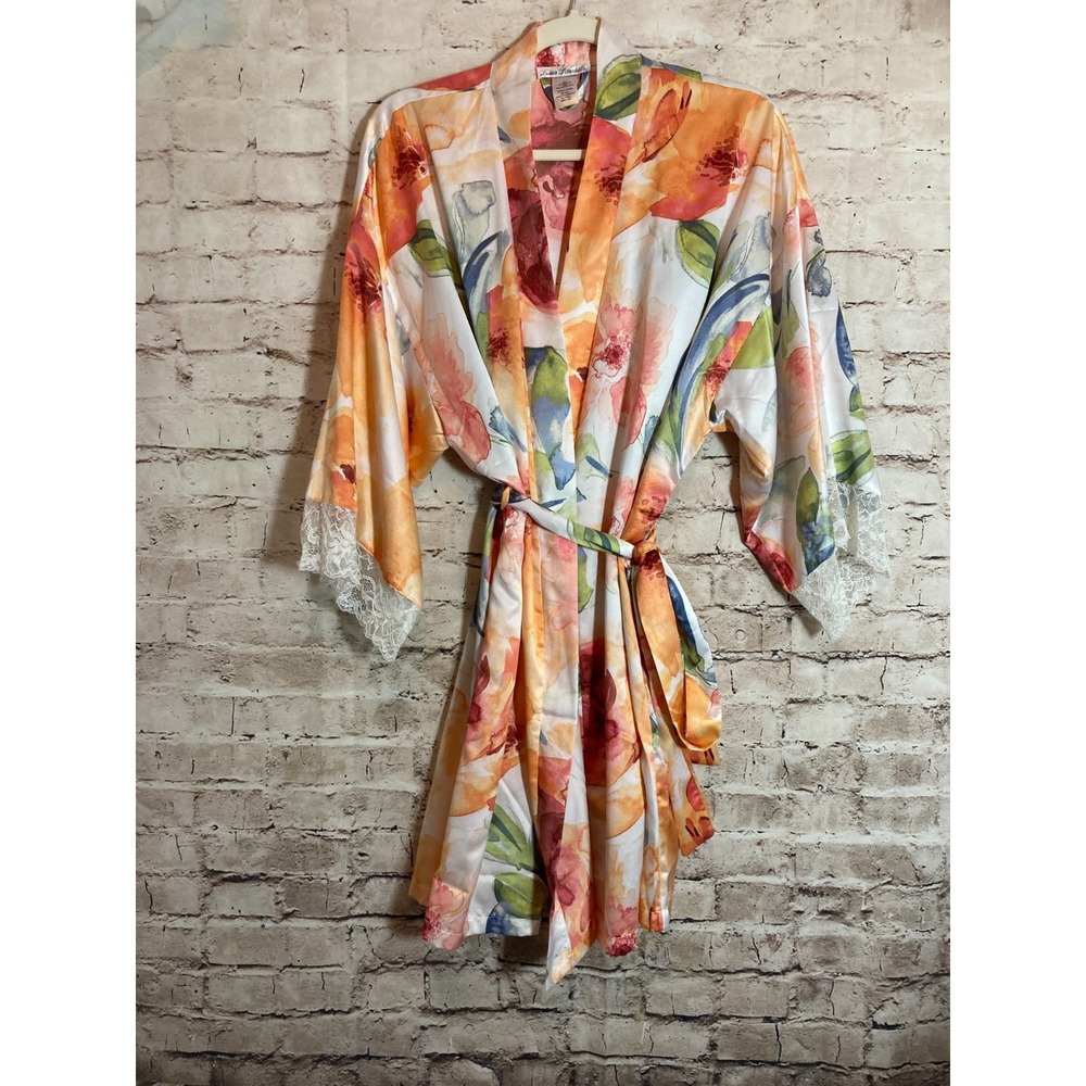 Linea Donatella Kimono Robe XL Pastel Watercolor Florals‎ Feminine Romantic